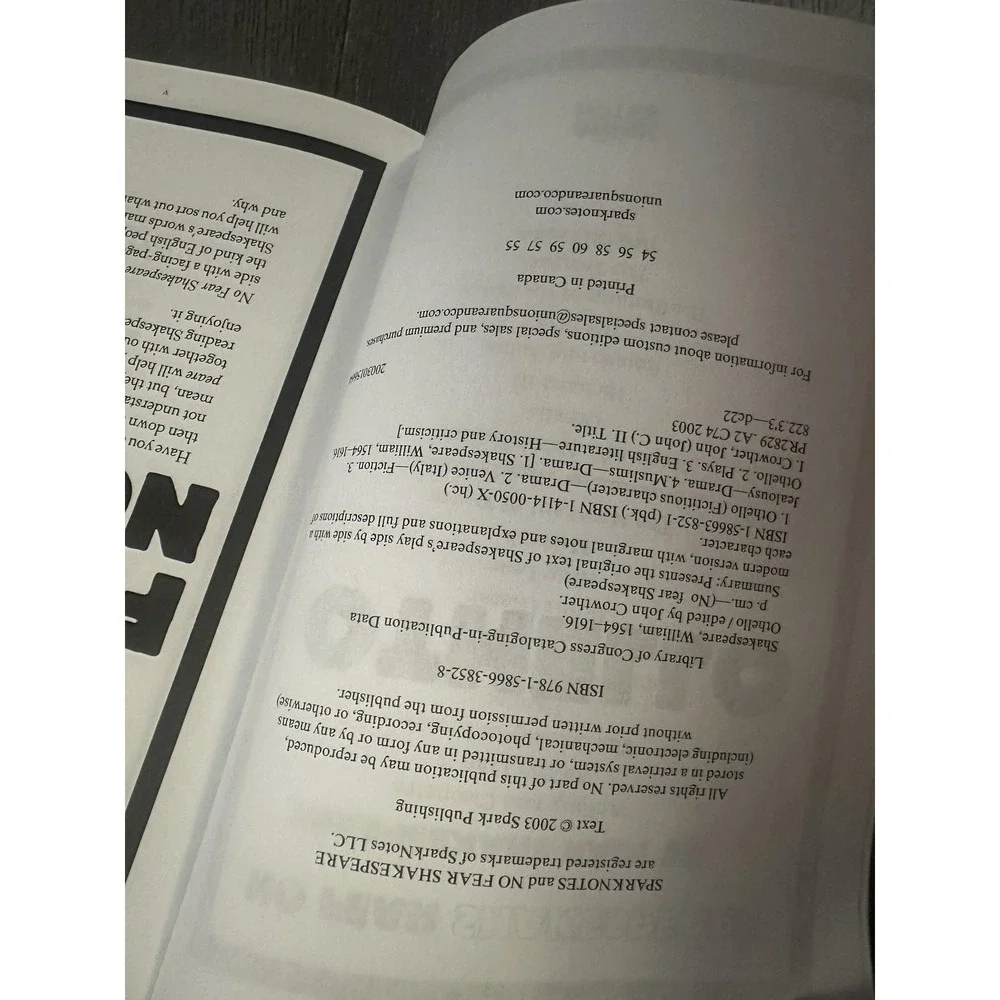 No Fear Shakespeare Othello William‎ Shakespeare SparkNotes Paperback Study Book